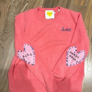 Kerri Rosenthal pink cashmere “Loved” sweater, size M